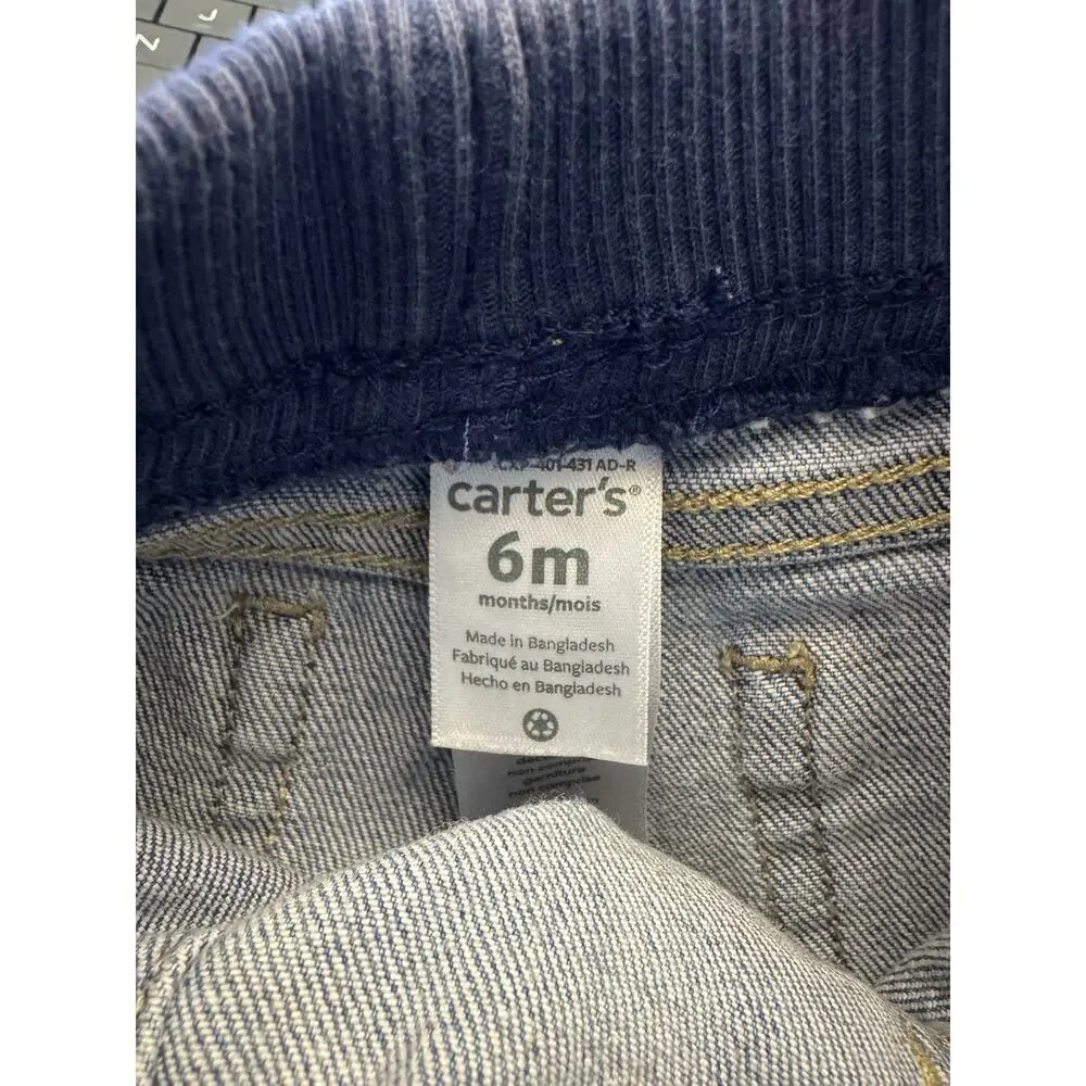 Carter's Baby Denim Jeans Blue 6 Months Elastic Waist Drawstring Pockets
